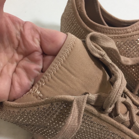 BCBGeneration Lynn Pin Stud Bling Sock Style Low Top Sneakers Tan Rose G… - Picture 8 of 12